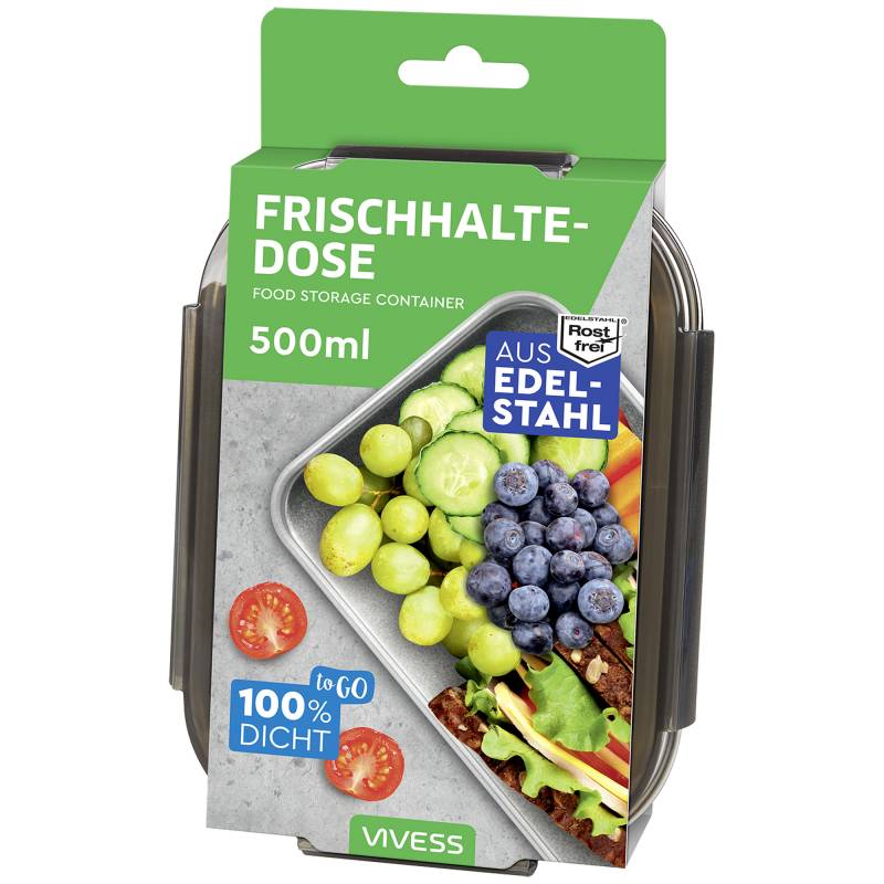 Vivess Frischhaltedose Edelstahl 500 ml von Vivess