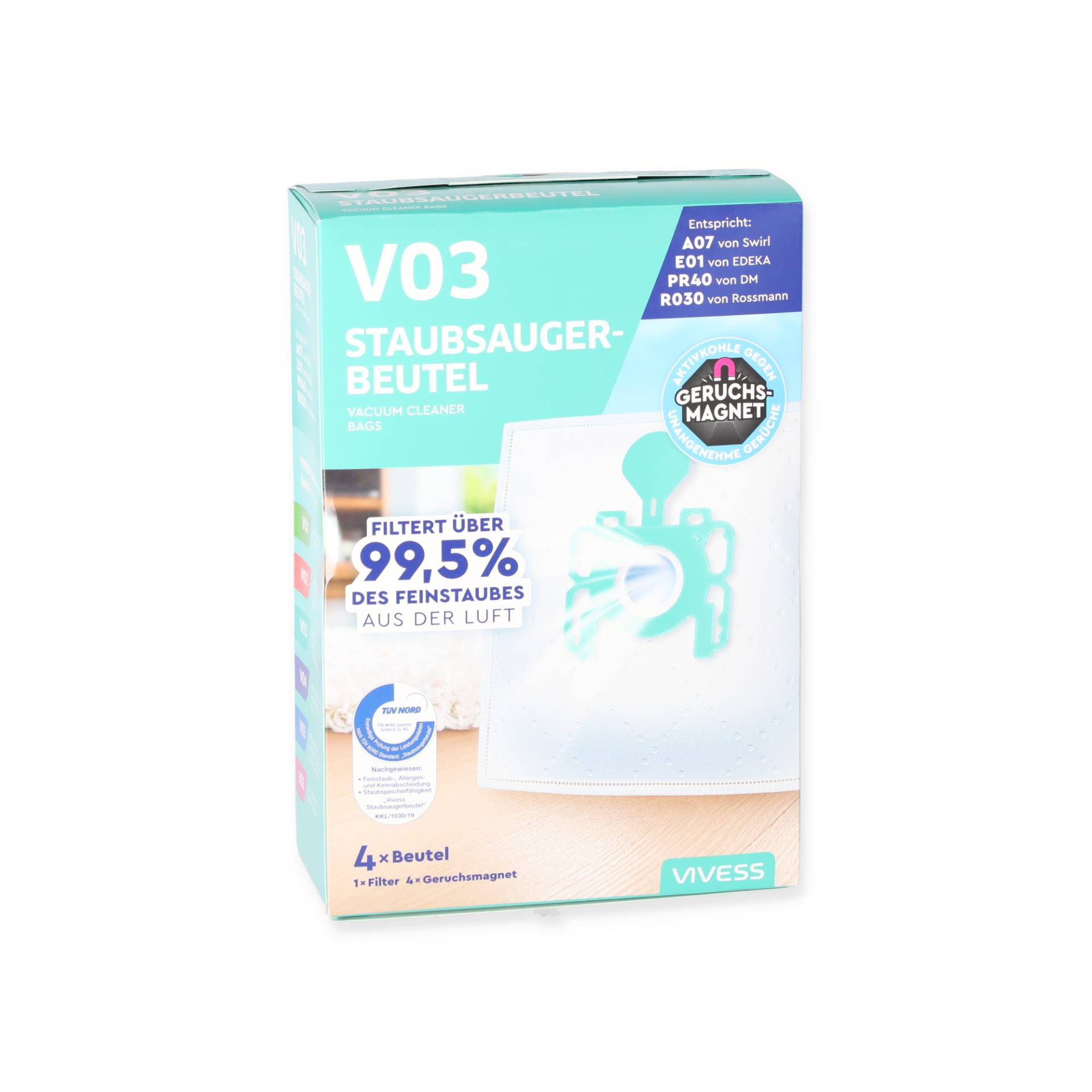 Vivess Staubsaugerbeutel 'V03' 4 Stück Vivess Staubsaugerbeutel 'V03' 4 Stück von Vivess