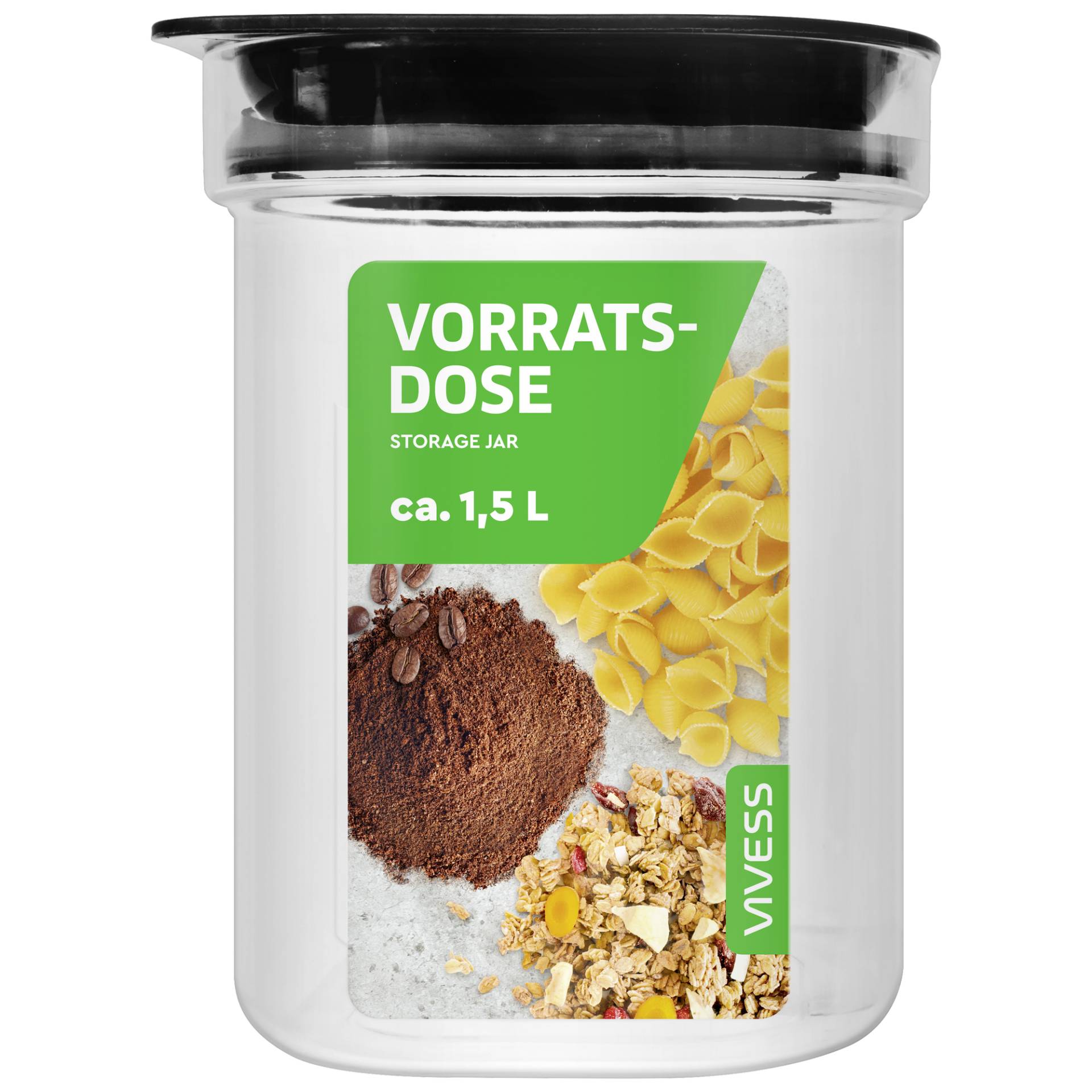 Vivess Vorratsdose Kunststoff rund 1500 ml Vivess Vorratsdose Kunststoff rund 1500 ml von Vivess