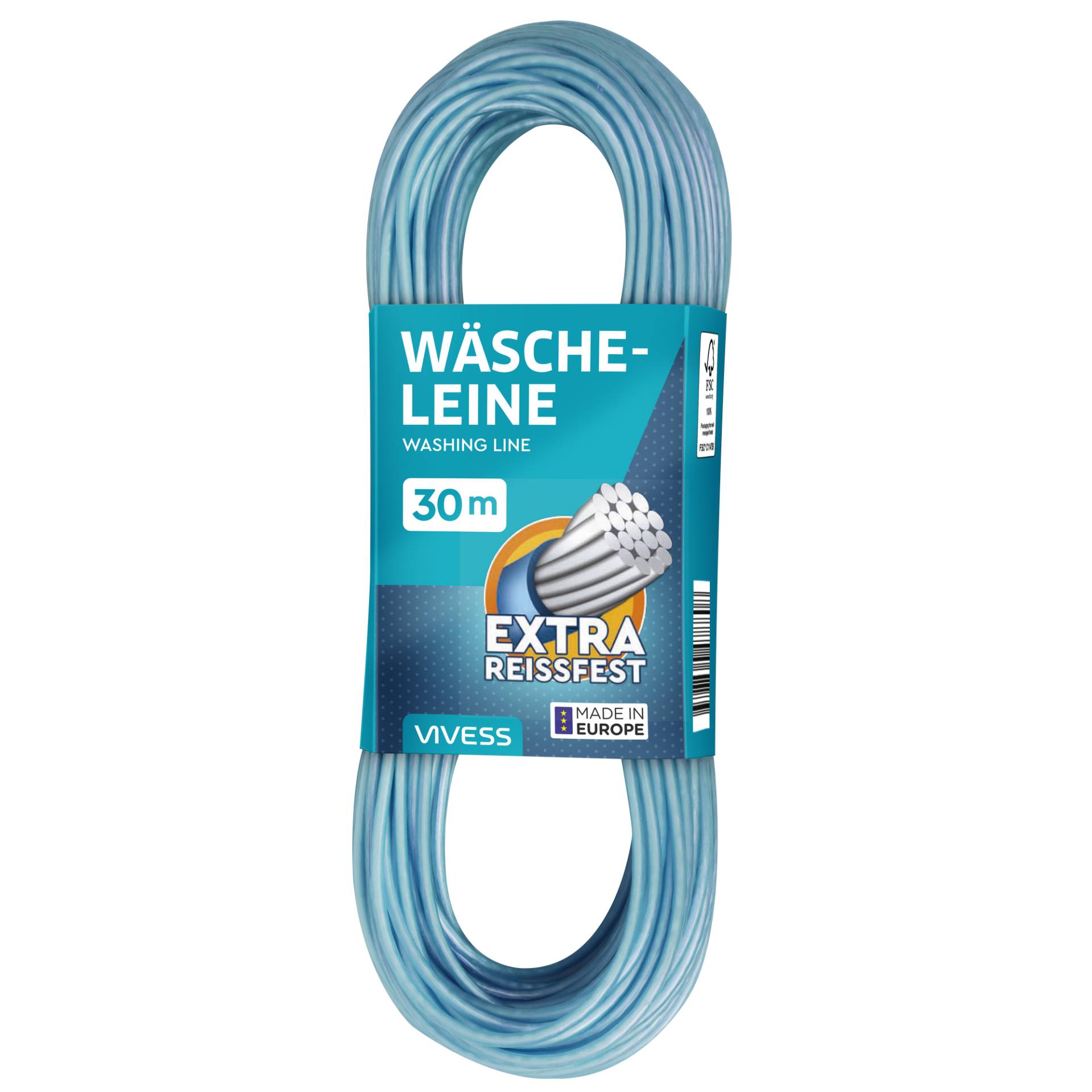 Vivess Wäscheleine Polyethylen/Stahldraht 2 Farben sortiert 30 m von Vivess