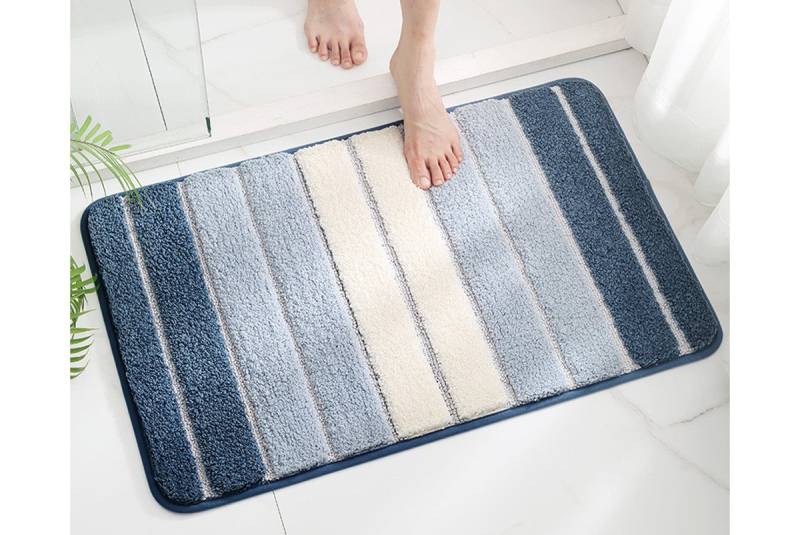 Vivi Idee Badematte Badteppich, TPR-Gummi rutschfest beschichtet, 50x80cm, Streife, Oberflächenmaterial 100% Polyester, strapazierfähig, rechteckig von Vivi Idee