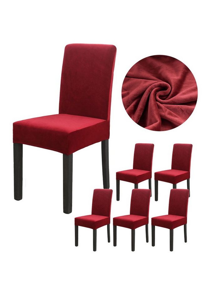 Vivi Idee Stuhlbezug Samt Stuhlhussen 4/6er Set Spannbezug für Esszimmerstühle Schwingstuhl, Elastische Waschbar Hochzeit Büro Partys Deko von Vivi Idee