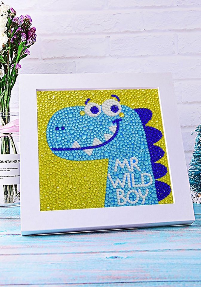 Vivi Idee Gemälde 5D DIY Diamant Painting Set mit Bilderrahmen, A11 Dino, Geschenk für Kinder von Vivi Idee