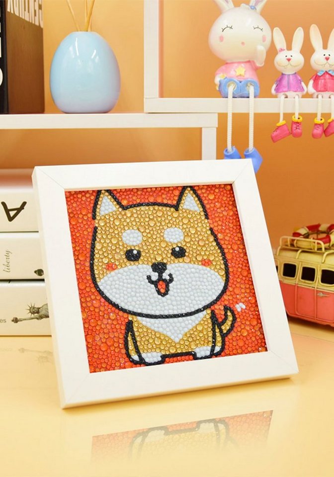 Vivi Idee Gemälde 5D DIY Diamant Painting Set mit Bilderrahmen, DW14 Japaniescher Hund, Geschenk für Kinder von Vivi Idee