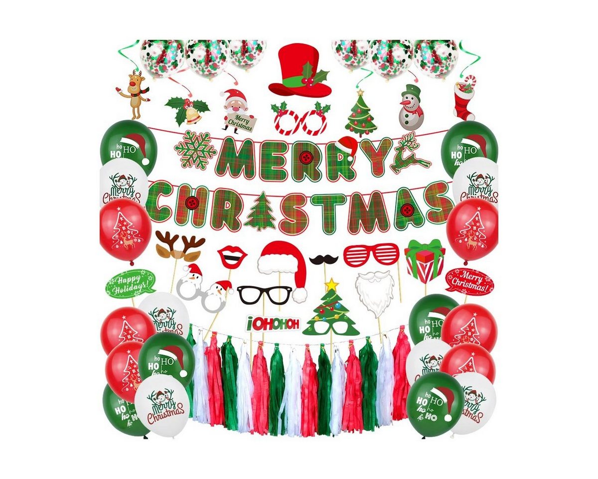 Vivi Idee Luftballon Weihnachten Deko Partyset Merry Chrismas Papier Banner Mufinstecker von Vivi Idee