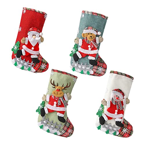 Vivi Idee Nikolausstrumpf 31cm Groß 4er Set Weihnachtsstrumpf Nikolausstiefel Weihnachtssocken Kamin Christmas deko Christmas Stocking von Vivi Idee