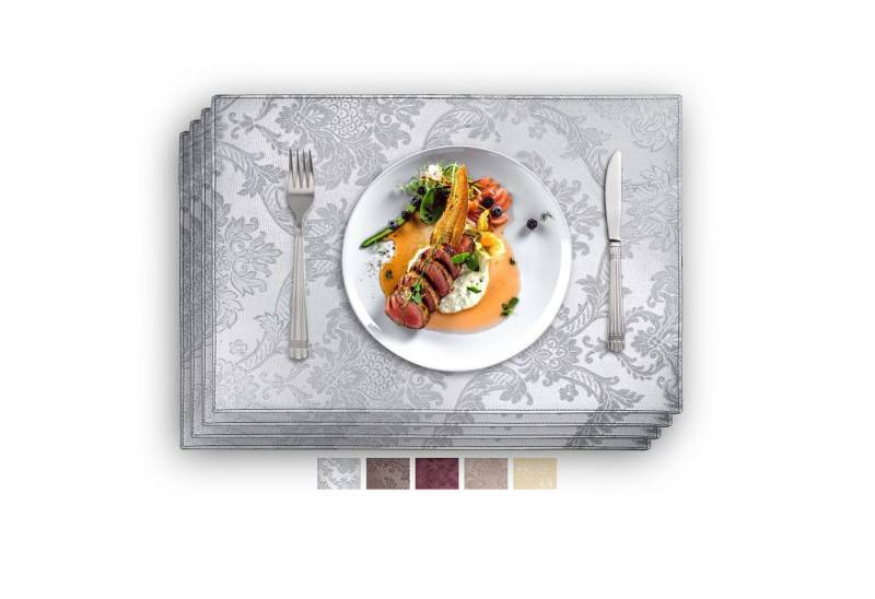 Vivi Idee Platzset Geprägte luxuriöse Tischsets Tischmatte Kunstleder, abwischbar, wasserdicht, Anti-Rutsch, beidseitig, 46 x 31 cm, 4er Set von Vivi Idee