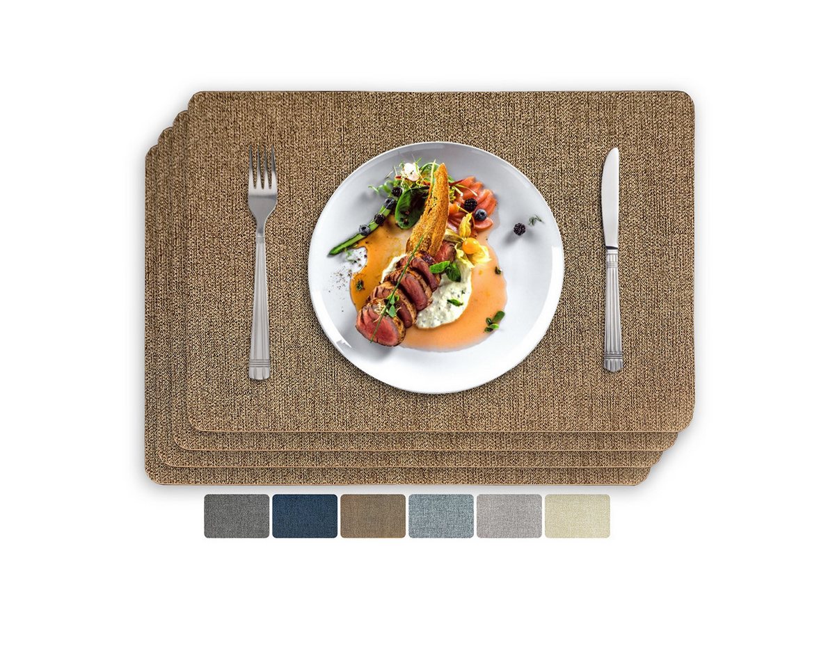 Vivi Idee Platzset Tischset Tischmatte Kunstleder, abwischbar wasserdicht Anti-Rutsch, Hitzebeständig beidseitig, 45 x 30 cm, 4er Set von Vivi Idee