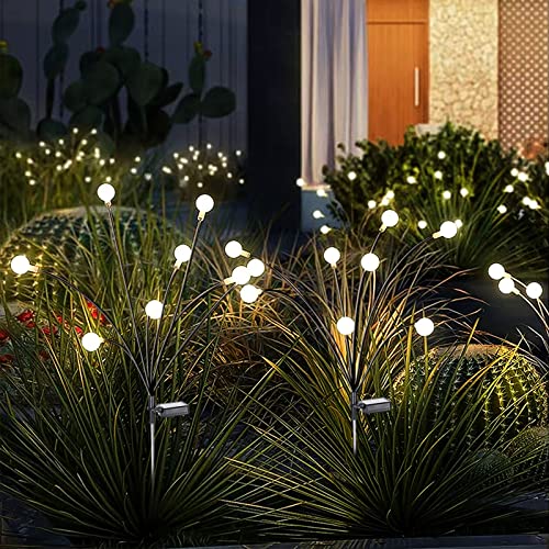 2 Stück Firefly Solar-gartenlichter: 10 LEDs Glühwürmchen Gartenlichter, Glühwürmchen Solarlampen für Außen Garten, Wasserdicht Warmweiß gartenbeleuchtung für Fußweg Yard Patio Balkon Garten Dekor von Vivibel