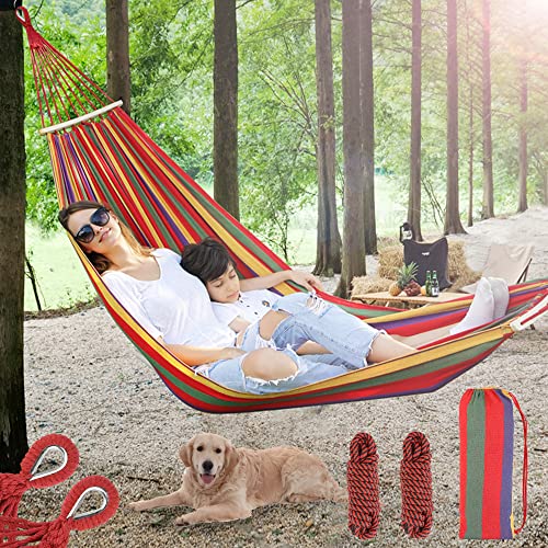 Vivibel Camping Hängematte Outdoor, Hängematte 2 Personen 200KG Traglast 260 x 150 cm, Atmungsaktiv Reisehängematte Ultraleicht Fallschirm Outdoor hängematte für Reise Camping Wandern Garten (Rot) von Vivibel