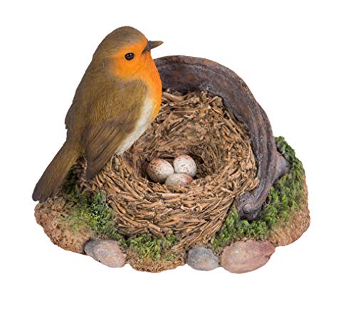 Robin stehend auf rostigen Eimern zum Schutz von Eiern, sehr detaillierte Dekoration für Haus oder Garten (BG-RB05-D) von Vivid Arts