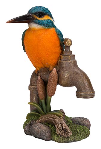 Vivid Arts | Kingfisher auf Gartenhahn | Harz-Dekoration für Haus oder Garten | BG-KF06-F von Vivid Arts