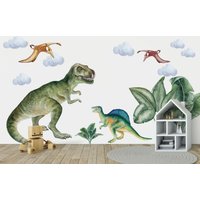Dinosaurier Wandtattoo, Dino Wandtattoo - Stoff Wandtattoos Repositionierbar Einfach Zu Schälen Kinder Dekor von VividCustomPrints