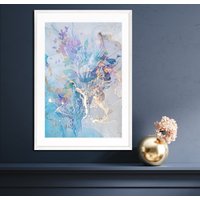 Abstraktes Blumen Aquarell Druck-Wand-Dekor-Kunstwerk Marmor von VividPrintStudio
