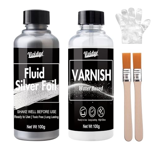 Acrylfarbe Silber Metallic Set 200g - Silberfarbe & Glanzlack, Silber Lackfarbe Wasserfest für Metall, Holz, Kunststoff, Malen, Basteln und Kratzerreparaturen an Möbeln, Ungiftig, Silver Paint Acrylfarbe Silber Metallic Set 200g - Silberfarbe & Glanzlack, Silber Lackfarbe Wasserfest für Metall, Holz, Kunststoff, Malen, Basteln und Kratzerreparaturen an Möbeln, Ungiftig, Silver Paint von Vividye