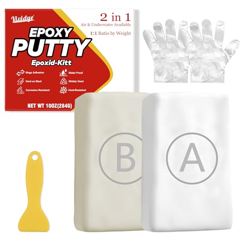 Epoxidharz Knete Weiß - 280g 2K Epoxidharz Reparaturset zum Verbinden von Kunststoff, Metall, Keramik, Holz und Fliesen - Lackier und Schleifbare Modelliermasse für Pool Lecks, Füllen, Modellieren von Vividye