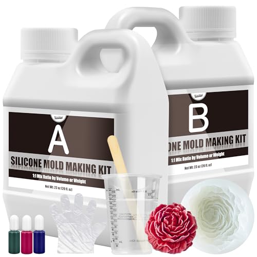 Flüssiges Silikon Kautschuk - 46oz / 1.2L Lichtdurchlässiger 15A Silikon Flüssig für Formen Herstellen - 1: 1 Verhältnis Abformsilikon für DIY Silikonformen, Harzformen, Kerzenformen, Gießen, Basteln Flüssiges Silikon Kautschuk - 46oz / 1.2L Lichtdurchlässiger 15A Silikon Flüssig für Formen Herstellen - 1: 1 Verhältnis Abformsilikon für DIY Silikonformen, Harzformen, Kerzenformen, Gießen, Basteln von Vividye