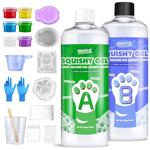 Squishy Selber Machen Set, 1000g/36oz Superweiches Flüssigsilikon Squishy Set, Squishy Maker für Taba Squishy, Katzenpfoten, Schnapper, DIY Kreative Geschenke zur Stressreduzierung für Anfänger von Vividye