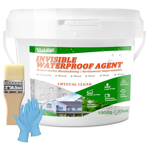 Transparentes Wasserdichtes Beschichtungsmittel 1KG, Dichtmasse Wasserdicht für Dachabdichtung&Badezimmer Lecks - Innen/Außen Universal-Abdichtung - Wasserdichter Schutz für Beton Fliesen Metall Holz Transparentes Wasserdichtes Beschichtungsmittel 1KG, Dichtmasse Wasserdicht für Dachabdichtung&Badezimmer Lecks - Innen/Außen Universal-Abdichtung - Wasserdichter Schutz für Beton Fliesen Metall Holz von Vividye