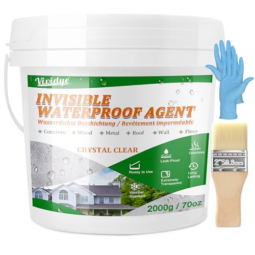 Transparentes Wasserdichtes Beschichtungsmittel 2KG, Dichtmasse Wasserdicht für Dachabdichtung&Badezimmer Lecks - Innen/Außen Universal-Abdichtung - Wasserdichter Schutz für Beton Fliesen Metall Holz Transparentes Wasserdichtes Beschichtungsmittel 2KG, Dichtmasse Wasserdicht für Dachabdichtung&Badezimmer Lecks - Innen/Außen Universal-Abdichtung - Wasserdichter Schutz für Beton Fliesen Metall Holz von Vividye