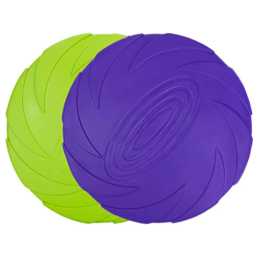 Vivifying Frisbee Hund, 2 Stück 15cm Hundefrisbee aus Natürlichem Kautschuk für Land und Wasser (Grün + Lila) von Vivifying