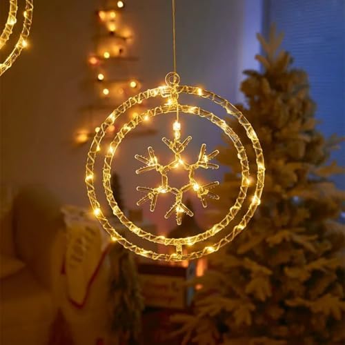 LED Fensterdeko Weihnachtsbeleuchtung 8 Lichtmodi, Batteriebetriebene Fensterbilder Weihnachten Christbaumschmuck, Weihnachtsdeko Aussen, für Weihnachten Party Balkon (Schneeflocken) von Viviheyday