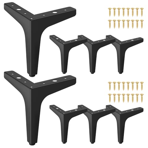 8 Stück Möbelfüße Metall,Schwarze Dreieck Tischbeine,DIY Sofa Füße,Ersatz Dreieck Schrank Füße für Schrank, Sofa,Nachttisch,Schubladen, Stuhl, Couchtisch,TV-Schränke mit Schrauben (15cm-Schwarz) von Viviheyday