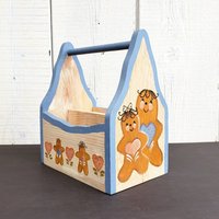 Vintage Handbemalter Lebkuchenmann Holz Caddy von VivingVintage