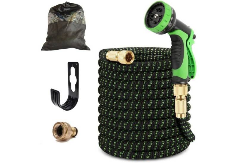 Vivitar Gartenschlauch 22,5 m flexibler Wasserschlauch mit 9 Funktionsdüsen, Hochwertiger multifunktionaler Gartenschlauch, 3-lagiger Latexseele, (perfektes Geschenk für Freunde und Bekannte, Wasserdichter Mehrzweck-Gartenschlauch, weichem Boden), Leichter Schlauch mit 3/4-Zoll- und 1/2-Zoll-Anschlüssen von Vivitar