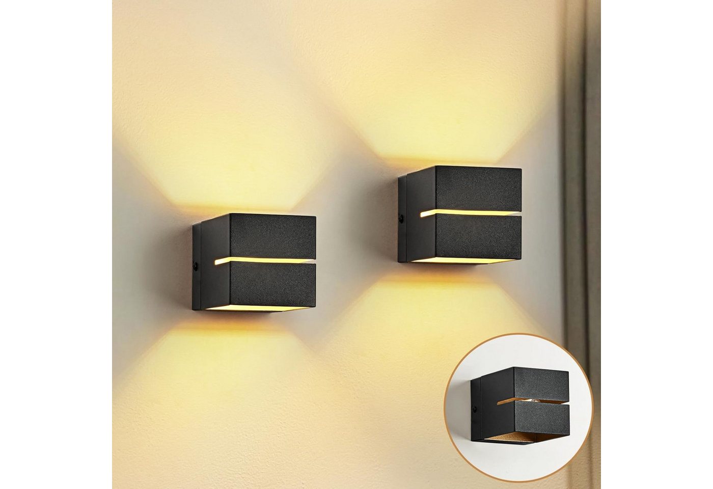 Vivitar LED Wandleuchte Innen Schwarz Gold –2er SET– 6W G9 Austauschbar 3000K Warmweiß, LED wechselbar, Wandlampe Aluminium mit Schnittlicht-Design – Up Down Licht Vivitar LED Wandleuchte Innen Schwarz Gold –2er SET– 6W G9 Austauschbar 3000K Warmweiß, LED wechselbar, Wandlampe Aluminium mit Schnittlicht-Design – Up Down Licht von Vivitar