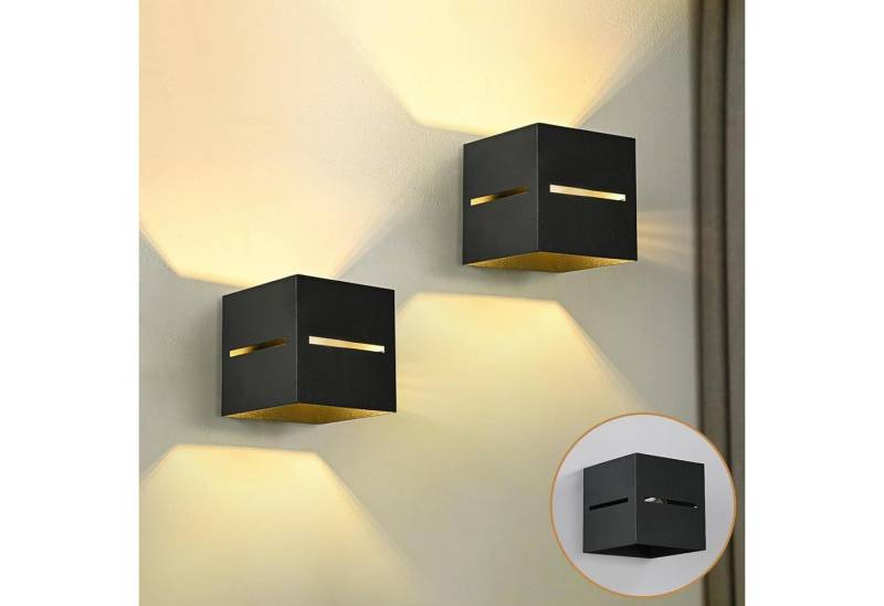Vivitar LED Wandleuchte Innen Schwarz Gold –2er SET– 6W G9 Austauschbar 3000K Warmweiß, Wohnzimmer, Schlafzimmer, Flur, Treppe, Balkon, Küche, Hotel, Restaurant, Wandlampe Aluminium mit Schnittlicht-Design – Up Down Licht von Vivitar