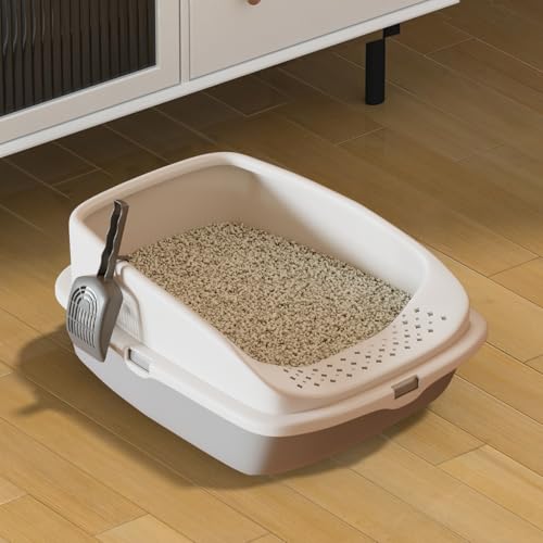 Katzentoilette, Katzentoilette, Kunststoff-Katzentoilette, offene Oberseite, mit kostenloser Schaufel, Abnehmbarer Rand, einfache Reinigung, 49 x 38 x 23 cm, Grau Katzentoilette, Katzentoilette, Kunststoff-Katzentoilette, offene Oberseite, mit kostenloser Schaufel, Abnehmbarer Rand, einfache Reinigung, 49 x 38 x 23 cm, Grau von Vivo Technologies