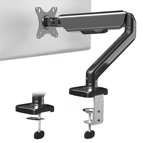 VIVO Einzel Monitorarm höhenverstellbar, Neigung, Schwenk, Gegengewicht Gasfeder Schreibtisch Steht Halterung Universal fits Bildschirm 13" bis 27" (Stand-v001o) von VIVO