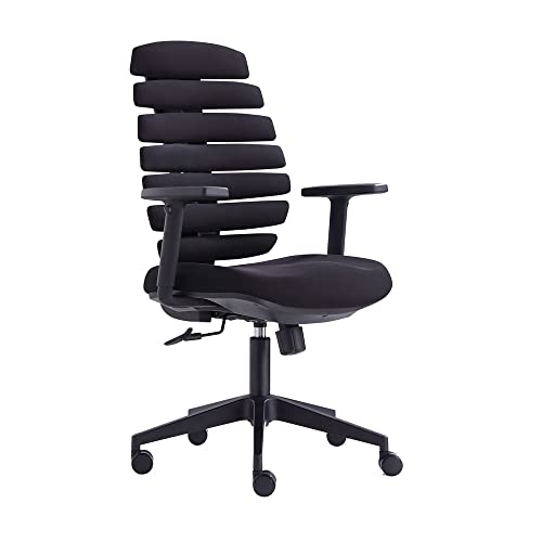 IVOL Vivol Design Bürostuhl Flex Schwarz - Ergonomischer Stuhl auf Rollen mit Flexibler Rückenlehne von Vivol