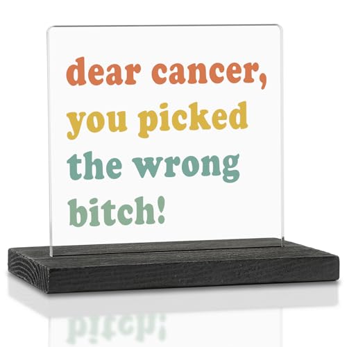 VAK298 Dekoschild mit Aufschrift "Dear Cancer You Picked The Wrong, Cancer Surgery Recovery Gift for Mom Aunt Sisters, Breast Cancer Survivor Gift, Sarcasm Sympathy Gifts for Cancer Patients, Acrylic VAK298 Dekoschild mit Aufschrift "Dear Cancer You Picked The Wrong, Cancer Surgery Recovery Gift for Mom Aunt Sisters, Breast Cancer Survivor Gift, Sarcasm Sympathy Gifts for Cancer Patients, Acrylic von Vivopisew