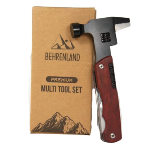 Behrenland 12 in 1 Hammer Multitool Werkzeug mit Griff aus Rosenholz, Geschenke für Männer Vatertagsgeschenk zum Wandern, jagen, Camping zubehör, Überlebenswerkzeug, Männertag Geschenke zum Vatertag von Viwanda