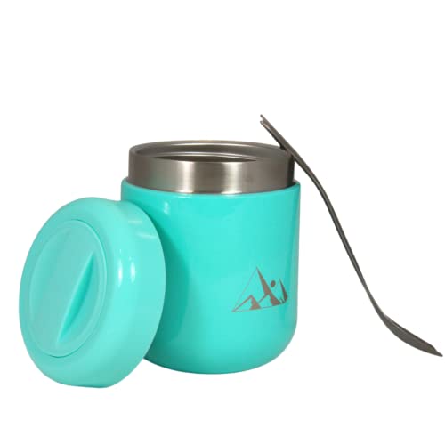 Viwanda Behrenland Edelstahl Thermal Lunchbox 500ml in grün | mit aufklappbarem Löffel im Deckel | Schule Kindergarten Camping Outdoor von Viwanda