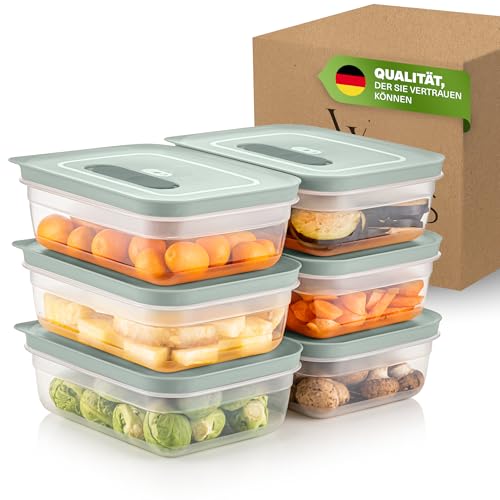 Viwares Aufbewahrungsboxen Set mit Ventil, Stapelbare Vorratsdosen mit Deckel, Luftdicht, BPA-frei, Kunststoffbehälter für Lebensmittel, Gemüse, Obst und Trockenware, (1,15L) von Viwares