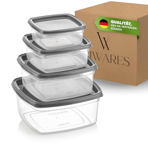 Viwares Frischhaltedosen Set, 4x Aufbewahrungsdosen mit Deckel, BPA-frei, Stapelbare Aufbewahrungsboxen für Lebensmittel, – 275ml, 500ml, 850m, 1350ml – Luftdicht, Spülmaschinengeeignet Viwares Frischhaltedosen Set, 4x Aufbewahrungsdosen mit Deckel, BPA-frei, Stapelbare Aufbewahrungsboxen für Lebensmittel, – 275ml, 500ml, 850m, 1350ml – Luftdicht, Spülmaschinengeeignet von Viwares
