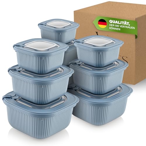 Viwares Frischhaltedosen im 9er Set mit transparentem Ventildeckel, Aufbewahrungsbehälter, Küche, stapelbar, BPA-frei, Kunststoff, Mikrowellen/Kühlschrankgeeignet, 3 Größen (600ml/1100ml/1800ml) von Viwares