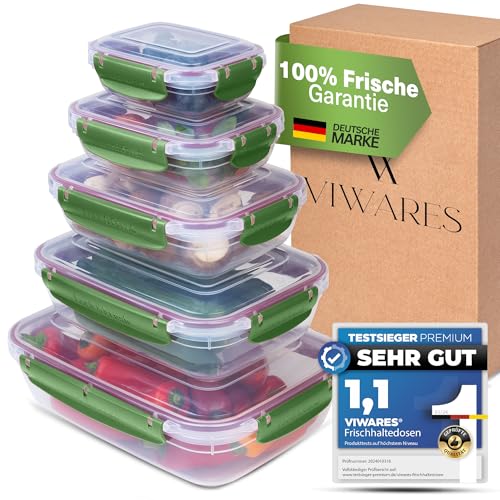 Viwares Frischhaltedosen Set - 5 Aufbewahrungsboxen Mit Deckel für Küche und Lebensmittel - Praktisches Mikrowellengeschirr - Meal Prep Boxen Viwares Frischhaltedosen Set - 5 Aufbewahrungsboxen Mit Deckel für Küche und Lebensmittel - Praktisches Mikrowellengeschirr - Meal Prep Boxen von Viwares