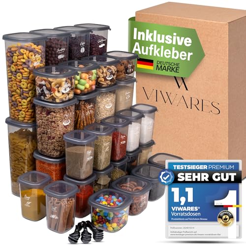 Viwares Vorratsdosen mit Deckel luftdicht - 36er Vorratsbehälter Set - Luftdichte Vorratsdosen für Gewürze Müsli Mehl Aufbewahrung Küche - Praktische Aufbewahrungsbox Küche für Lebensmittel von Viwares