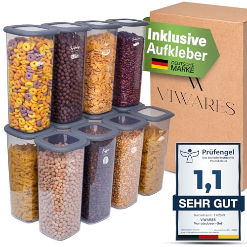 Viwares Vorratsdosen mit Deckel Luftdicht| 12er Vorratsbehälter Set | BPA-FREI | Zur Müsli Mehl und Zucker Aufbewahrung | Praktische Aufbewahrungsbox Küche für alle Lebensmittel von Viwares