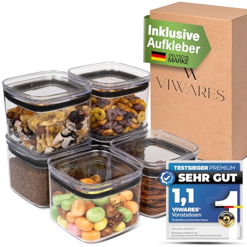 Viwares Vorratsdosen mit Deckel Luftdicht - 6er Vorratsbehälter Set - BPA-FREI - Schüttdosen zur Mehl Zucker & Müsli Aufbewahrung Küche - Praktische Aufbewahrungsbox Küche für alle Lebensmittel von Viwares