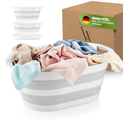 Viwares Wäschekorb 2er Set – Faltbar & platzsparend – 2× 25 L Klappbarer Wäschesammler mit Silikongriff – BPA-frei, stabil & vielseitig nutzbar für Bad, Aufbewahrung & Haushalt von Viwares