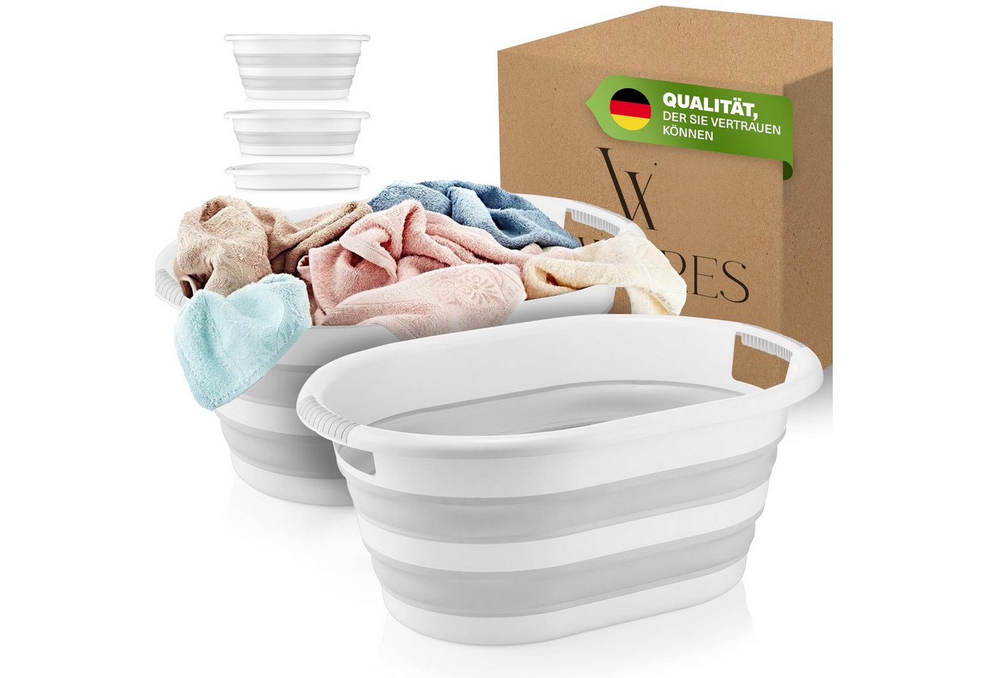 Viwares Wäschekorb Wäschekorb 25L 2er Set, faltbar, platzsparend (2 St) von Viwares