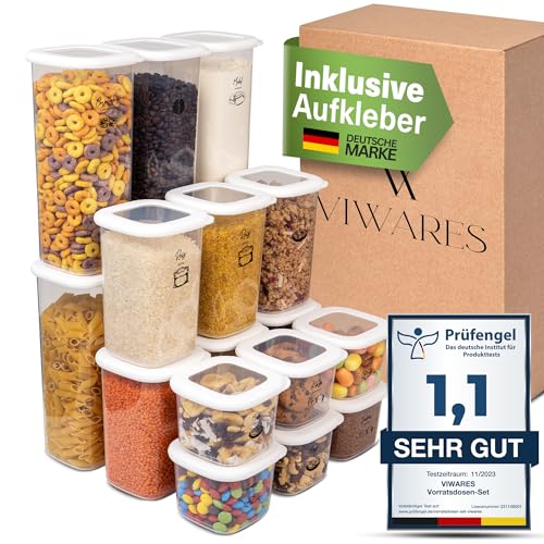 Viwares luftdichte Vorratsdosen mit Deckel | 18er Vorratsbehälter Set | BPA-FREI | Zur Müsli Mehl und Zucker Aufbewahrung | Praktische Aufbewahrungsbox Küche für alle Lebensmittel von Viwares