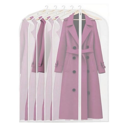 Staubdichte Kleidersäcke, 5er-Pack, durchscheinende PEVA-Kleiderhüllen mit Reißverschlüssen, strapazierfähige Kleiderhülle, 140 × 60 cm, wiederverwendbare Kleidersäcke für Anzüge, Kleider, Mäntel Staubdichte Kleidersäcke, 5er-Pack, durchscheinende PEVA-Kleiderhüllen mit Reißverschlüssen, strapazierfähige Kleiderhülle, 140 × 60 cm, wiederverwendbare Kleidersäcke für Anzüge, Kleider, Mäntel von Viwril