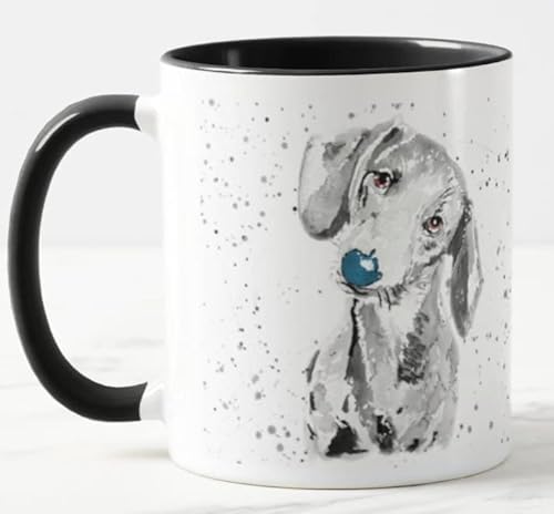 Vixar Dackel Wurst Hund Wiener Haustier Aquarell Kunst Farbige Tasse Tasse Geschenk Geburtstag Arbeit Büro Weihnachten Tee Kaffee (Schwarz) von Vixar