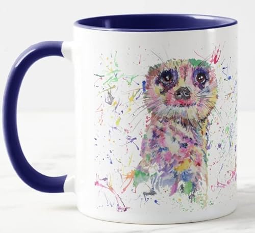 Vixar Erdmännchen Dessert Wildtiere Aquarell Kunst Farbige Tasse Tasse Geschenk Geburtstag Arbeit Büro Weihnachten Tee Kaffee (Navy) von Vixar